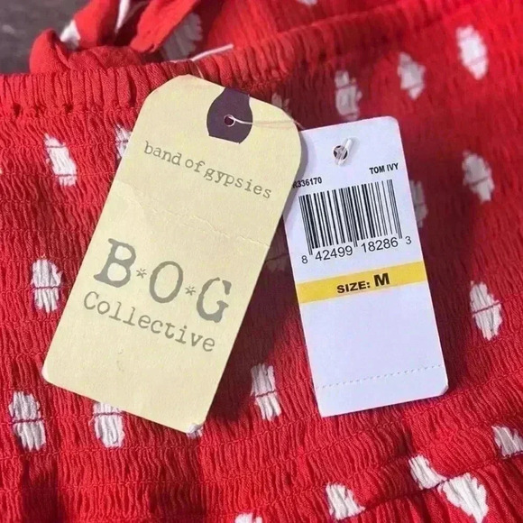 Band of Gypsies Ruffle Polka Dot Sweetheart Mini Sun Dress in Red, Medium NWT - Picture 8 of 13